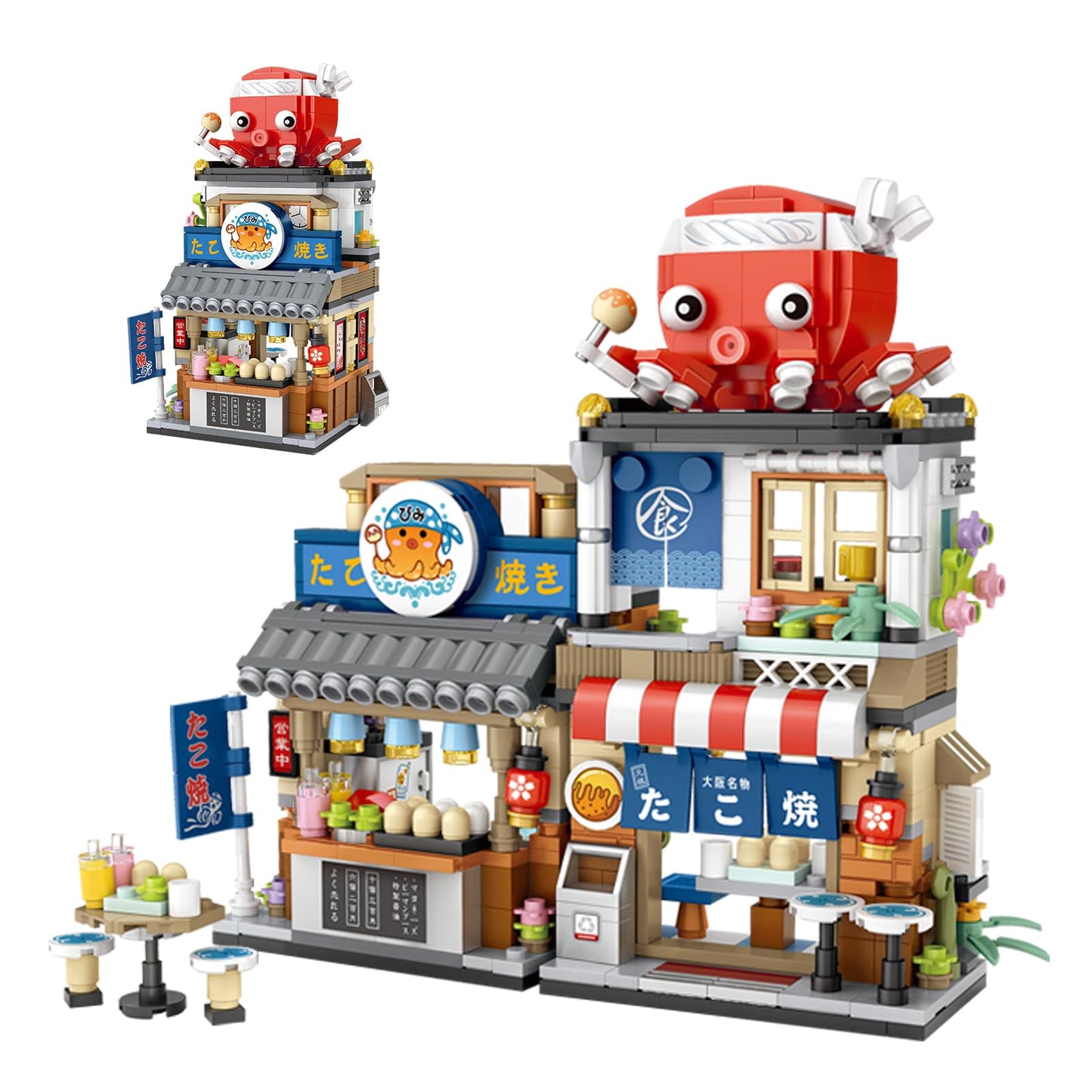 Elaicree Japanese Street View Shop Building Blocks House Toy, New 4 Models Mini Diy Building Blocks Model Moc Construction Toy, Gift For 6-12 Years Old Kid Girls And Boys