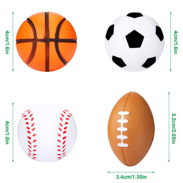 Blulu 48 Pack Sports Stress Balls for Kids Mini Footballs Mini Baseball, Soccer, Basketball, Foam Stress Balls for Anxiety Relie