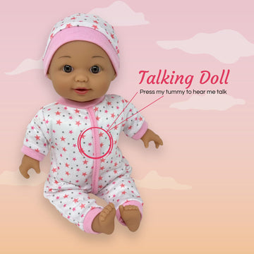 12 Inch Talking Baby Dolls For 3 Year Old Girls - Soft Body Interactive Baby Doll For Kids That Can Talk, Cry, Sing And Laugh - Makes 24 Cute Sounds