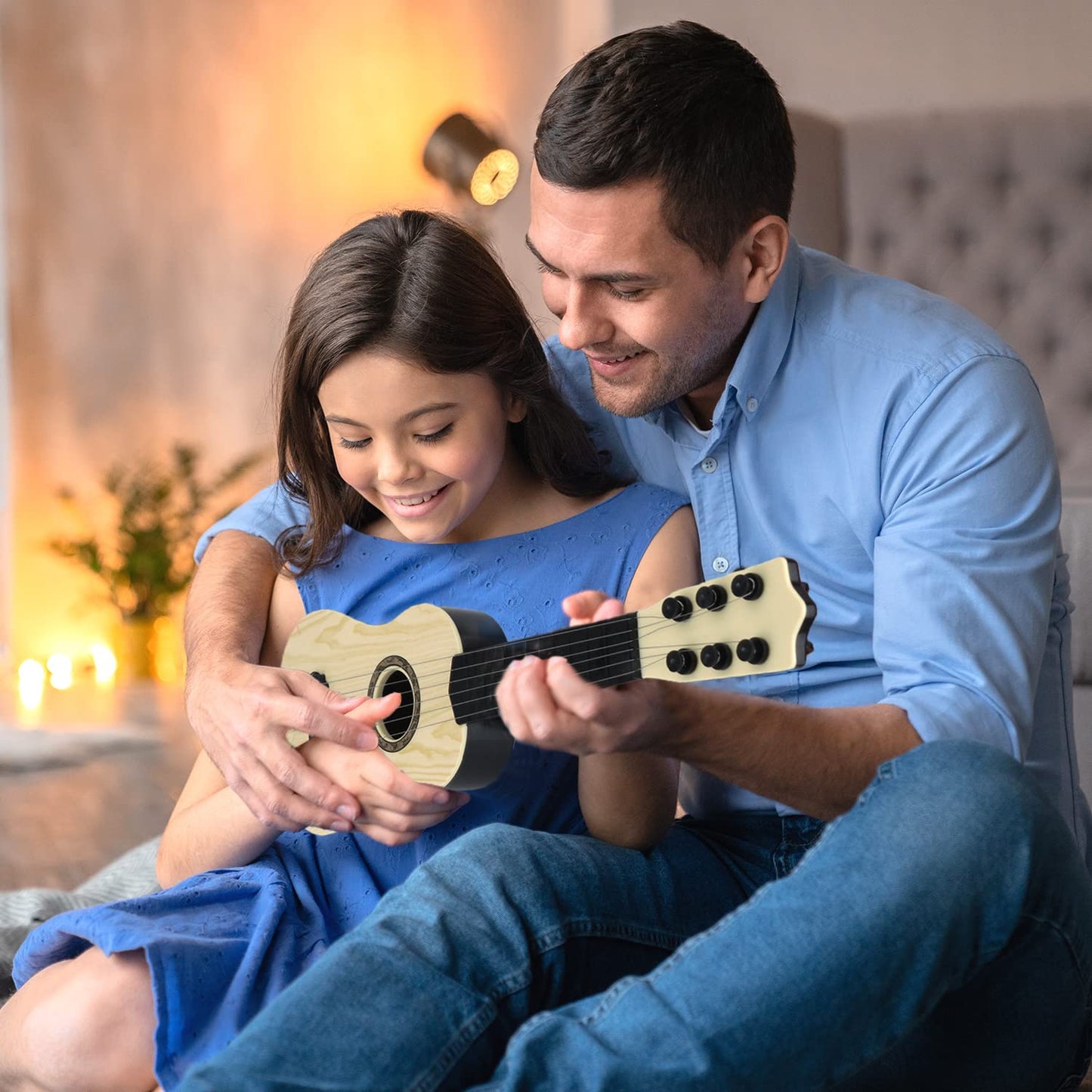 Kids Toy Guitar 6 String,17 Inch Guitar Baby Kids Cute Guitar Rhyme Developmental Musical Instrument Educational Toy For Toddlers