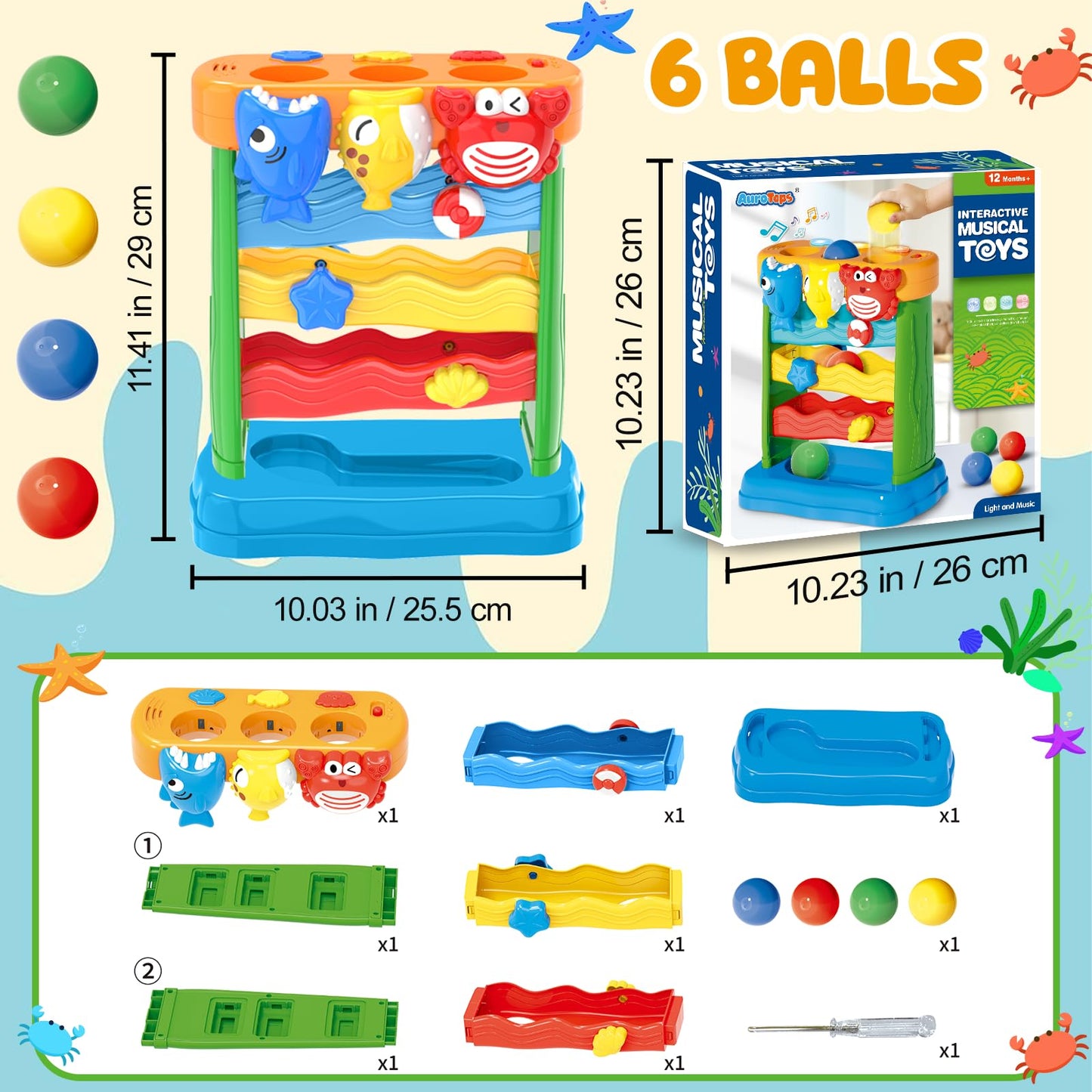 Aurotops Toys For 1 2 3 Years Old Boys Girls, Toddler Musical Toys For 6-12-18-24 Months, Interactive Toys With Light & Sound, Montessori Toys, Christmas Birthday Gifts For Baby Age 1-2 Years Old