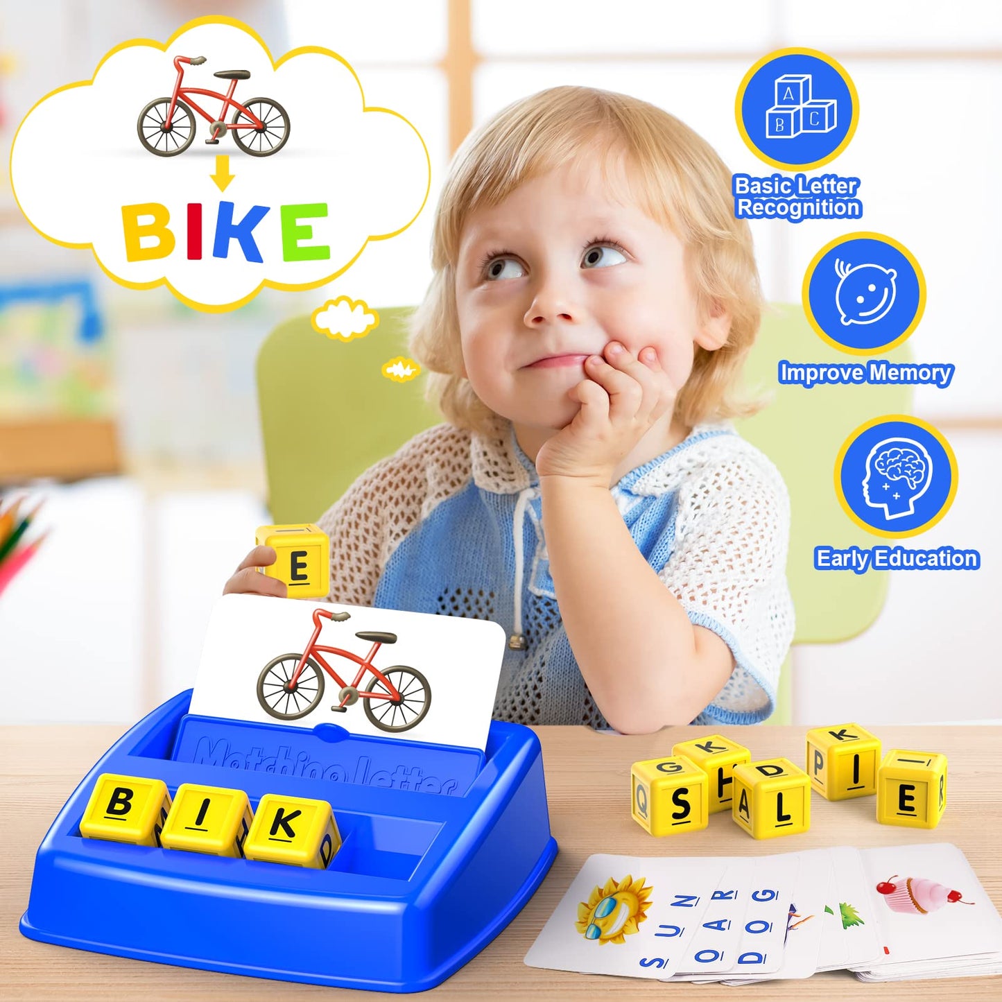 Easter Basket Stuffer Learning Games For Kids Ages 3-8, Matching Letter Game For Kids Toys Ages 3-8 Educational Toys For 3-8 Year Olds Boys Girls Birthday Party Gifts For 3-8 Year Olds Boys Girls Blue