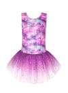 Eqsjiu Skirted Leotards With Skirt For Girls Gymnastics Purple Cloud 7-8 7/8 Years Old Galaxy Dance Dresses White Gradient Color