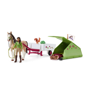 Schleich Horse Club Sarah's Camping Adventure Set - 12-Piece Multicolor Horse Toy for Girls and Boys, Size 24.5 x 6.6 x 19 cm
