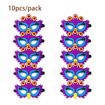 Jtnohx Felt Animal Masks, 10 Pcs Halloween Mask, Animal Costume For Birthday Party Supplies (Peacock Mask)