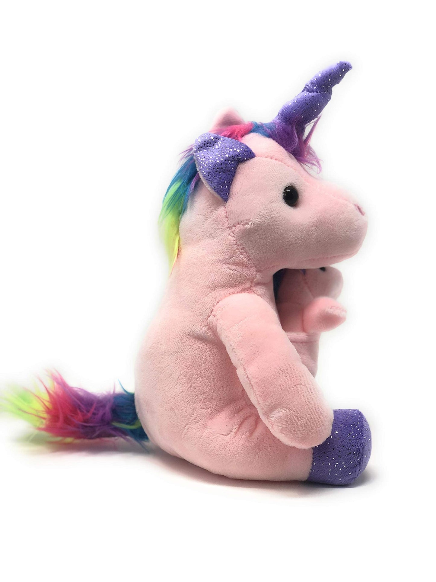 Funstuff Soft Plush Unicorn with Pouch & Mini Foal - 10.5 Pink Medium Stuffed Animal