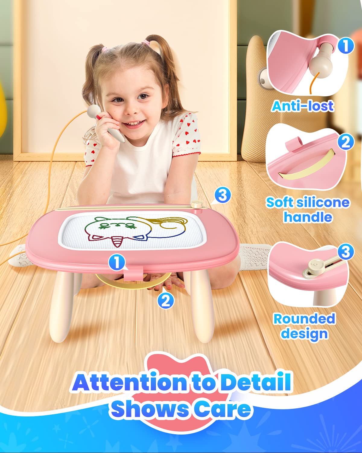 Seimome Magnetic Drawing Board, Toddler Girl Toys For 1-2 Year Old, Doodle Board Pad Learning And Educational Kids Toys For 1 2