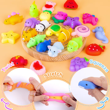 Viscoo Squishy Toys Squishies,120 Pack Mochi Squishy Bulk Party Favors For Kids,Squishy Fidget Toys Stress Toys, Treasure Box To
