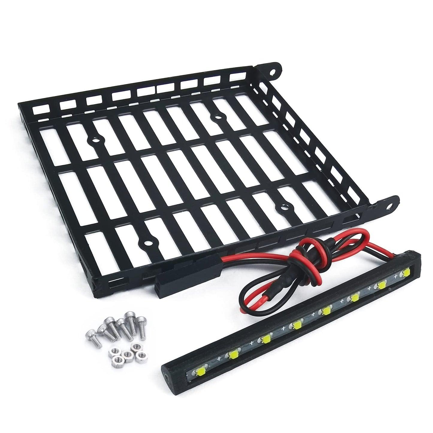 MOHERO RC 1/24 Metal Roof Rack Luggage with Headlight for 1/24 RC Crawler Car Axial SCX24 AXI00005 Gladiator Upgrade Parts