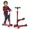 Black and Red 3 Wheel Scooter with Seat for Kids, Light-Up Wheels, Adjustable Lean to Steer Handlebar and Seat, Smooth Wheels, W