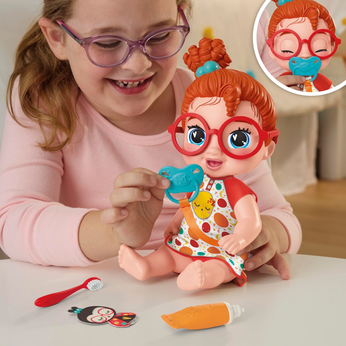 Baby Alive Lil Dreamer Dottie Doodle Sleepy Baby Doll Set, Red Hair, Fun Sleepover Theme, Preschool Toys For Girls & Boys 3 Years & Up