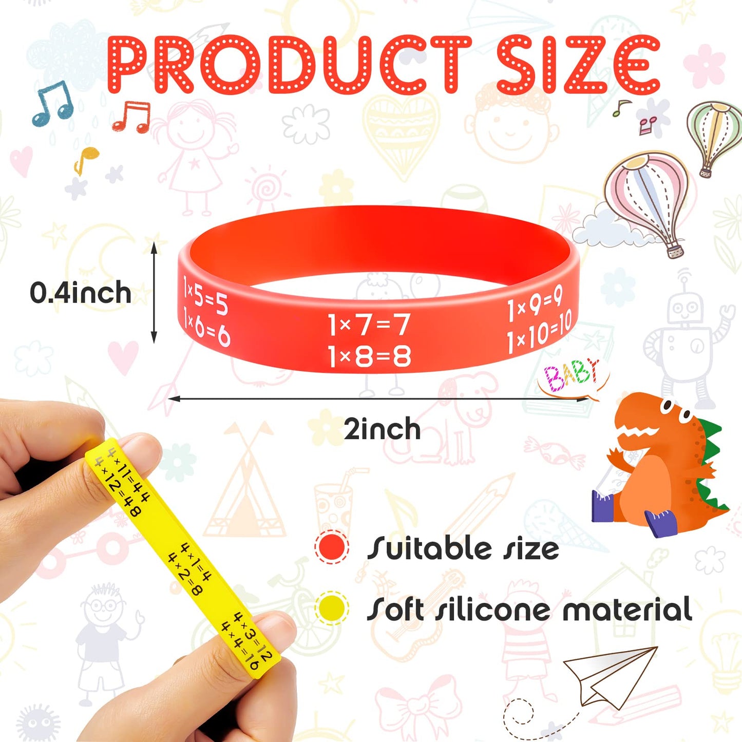 Zhanmai 144 Pieces Learn Maths Rubber Bracelets Multiplication Facts Bracelet Stuff Fancy Silicone Bracelets For Events Educatio