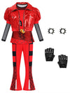 Red Costume Girls Kids Halloween Costume Pricess Red Jacket Shirt Pants Outfits Dress Up Birthday Party Movie Characters Cosplay