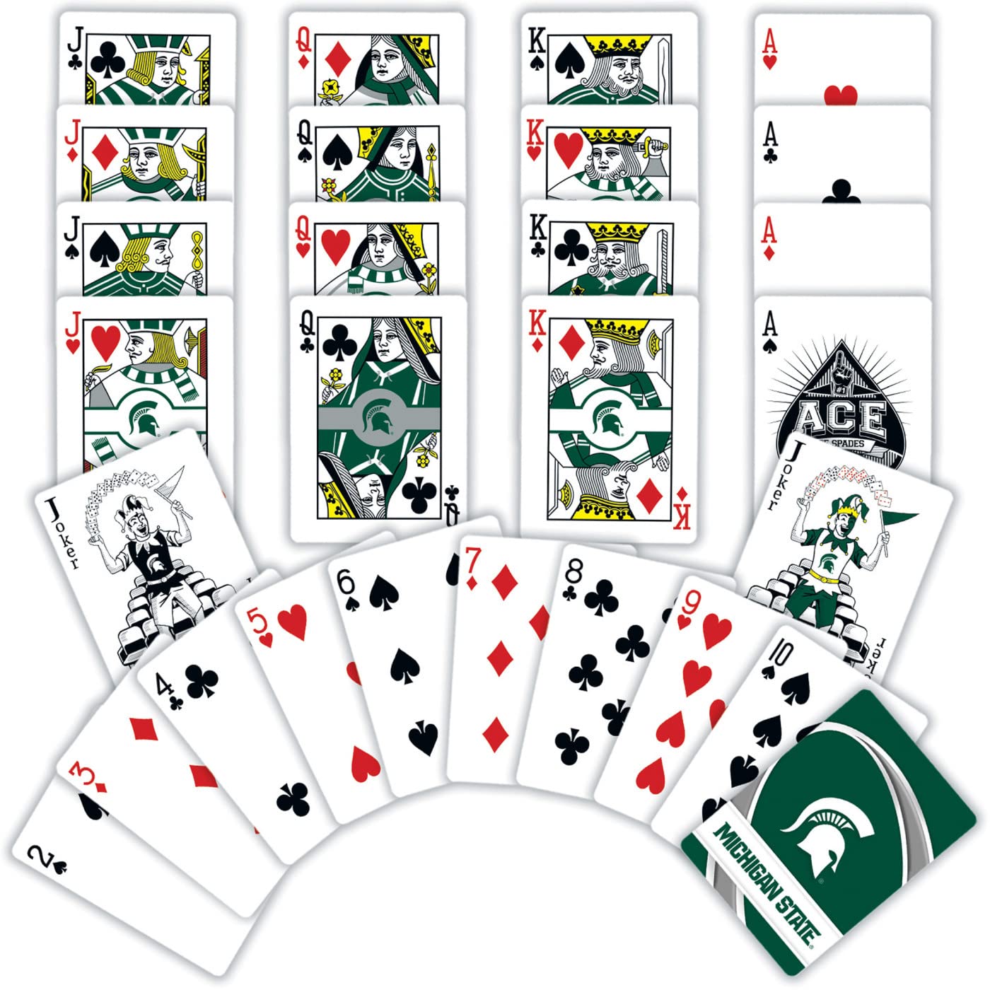 Masterpieces Family Games - Ncaa Michigan State Spartans Playing Cards - Officially Licensed Playing Card Deck For Adults, Kids,