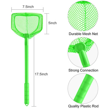 Coopay 4 Pieces Kids Fishing Net Catching Bug Fish Butterfly Nets Beach Toys For Kids Outdoor Playing (Green, Orange)