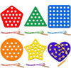 6 Pcs Lacing Toy Toddlers, Geometric Wooden Threading Toys, Educational And Learning Montessori Activity Baby And Kids, Fine Mot