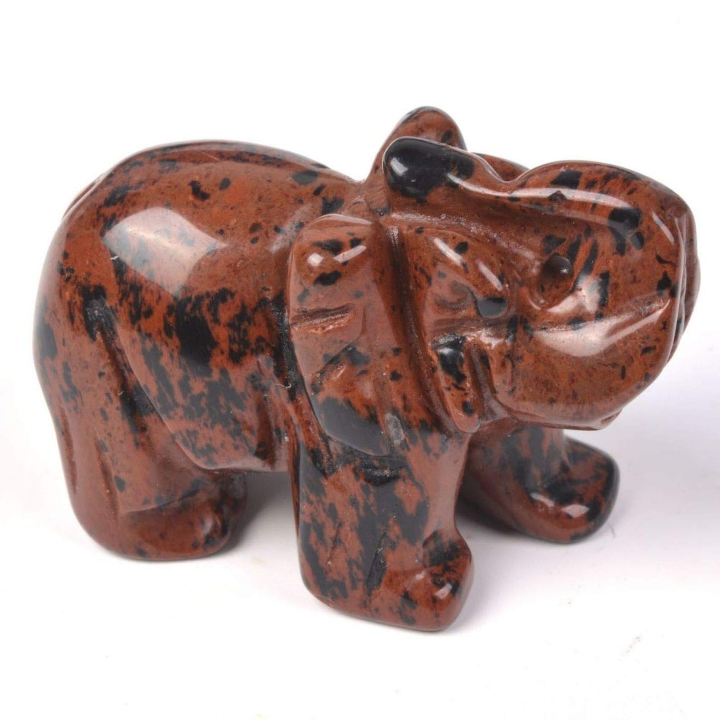 Justinstones Carved Natural Mahogany Obsidian Gemstone Elephant Healing Guardian Statue Figurine Crafts 2 Inch