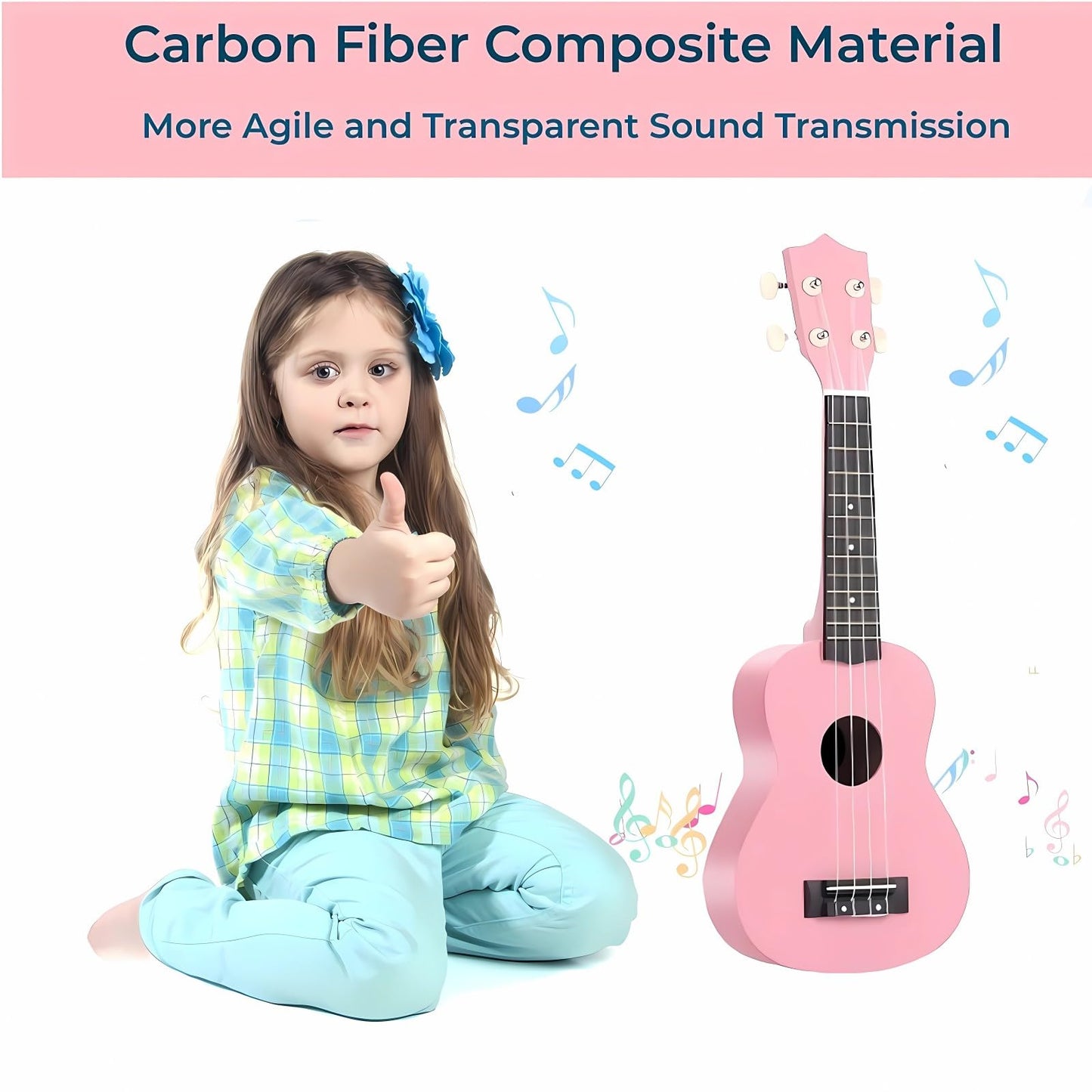 Kids Guitar Acoustic, Jakeloo 21 Inch Carbon Fibre Ukulele Toddler Acoustic Guitar Toy Guitar Child Guitar Musical Toy Kids Inst