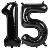 Black Number 15 Balloon 40 Inch, 15 Number Balloons, 15Th Black Birthday Decorations, 15 Year Old Girls Boys Party Supplies