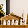 Wds Wondrous Christmas Nativity Set-8Pcs White And Gold Mini Nativity Figures Modern Holy Family Scene, Resin And Wood Religious