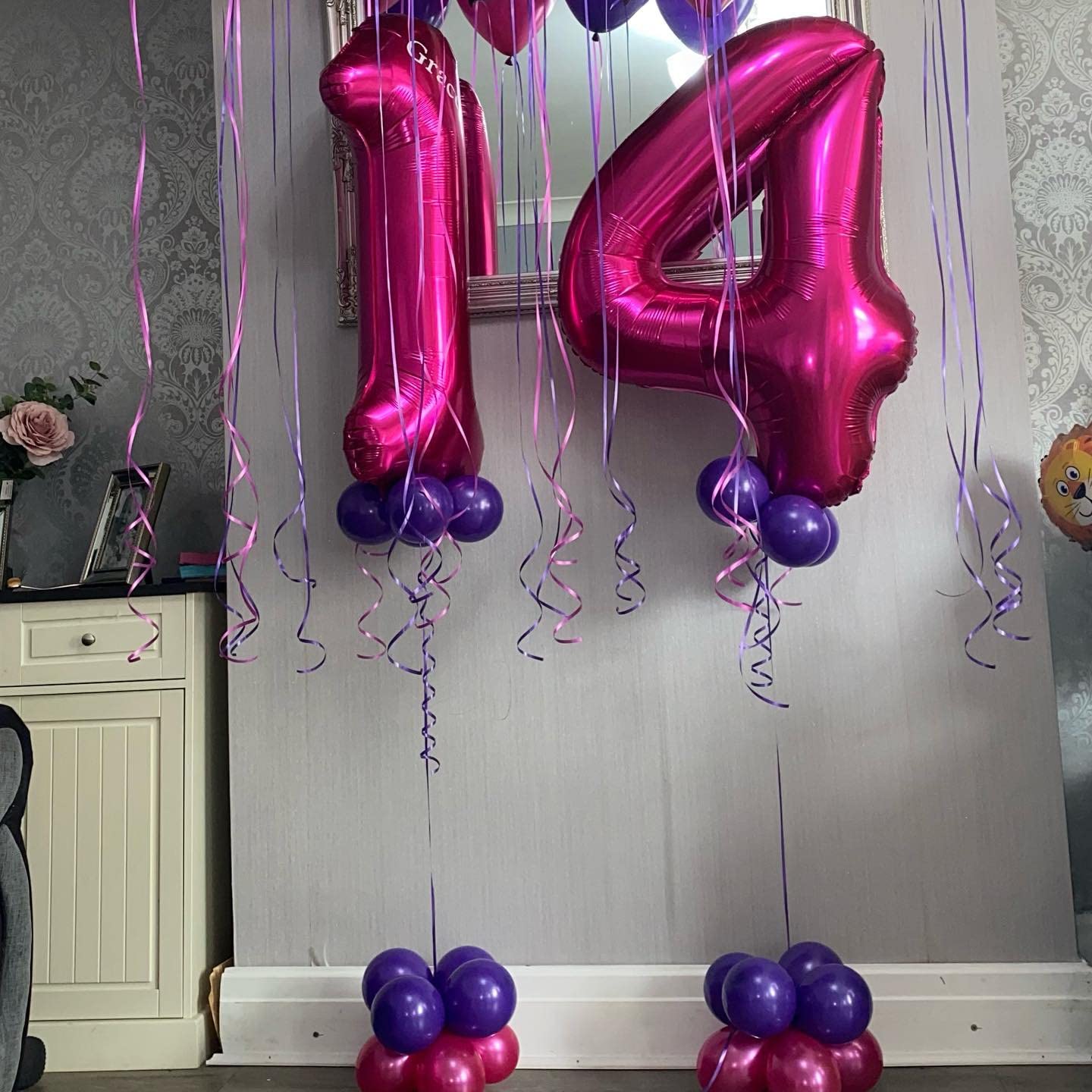LHOAVWE Hot Pink 14 Number Balloons - 40 Inch Mylar Helium Decorations for 14th Birthday & Anniversaries