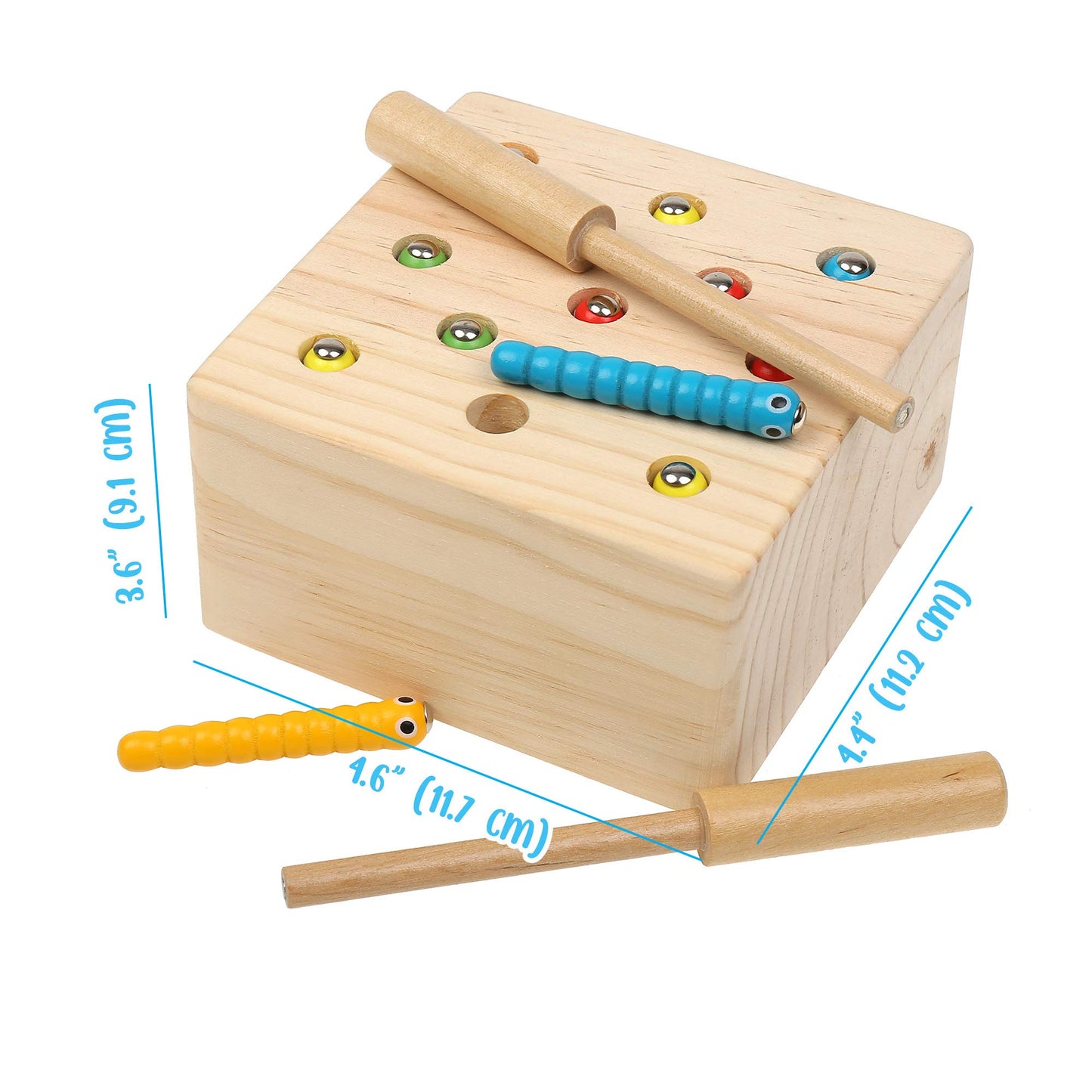 Boxiki Kids Wooden Montessori Toys For Babies, Toddlers & Kids, Fine Motor Skills, Magnetic Worm Game For 3 Years Old