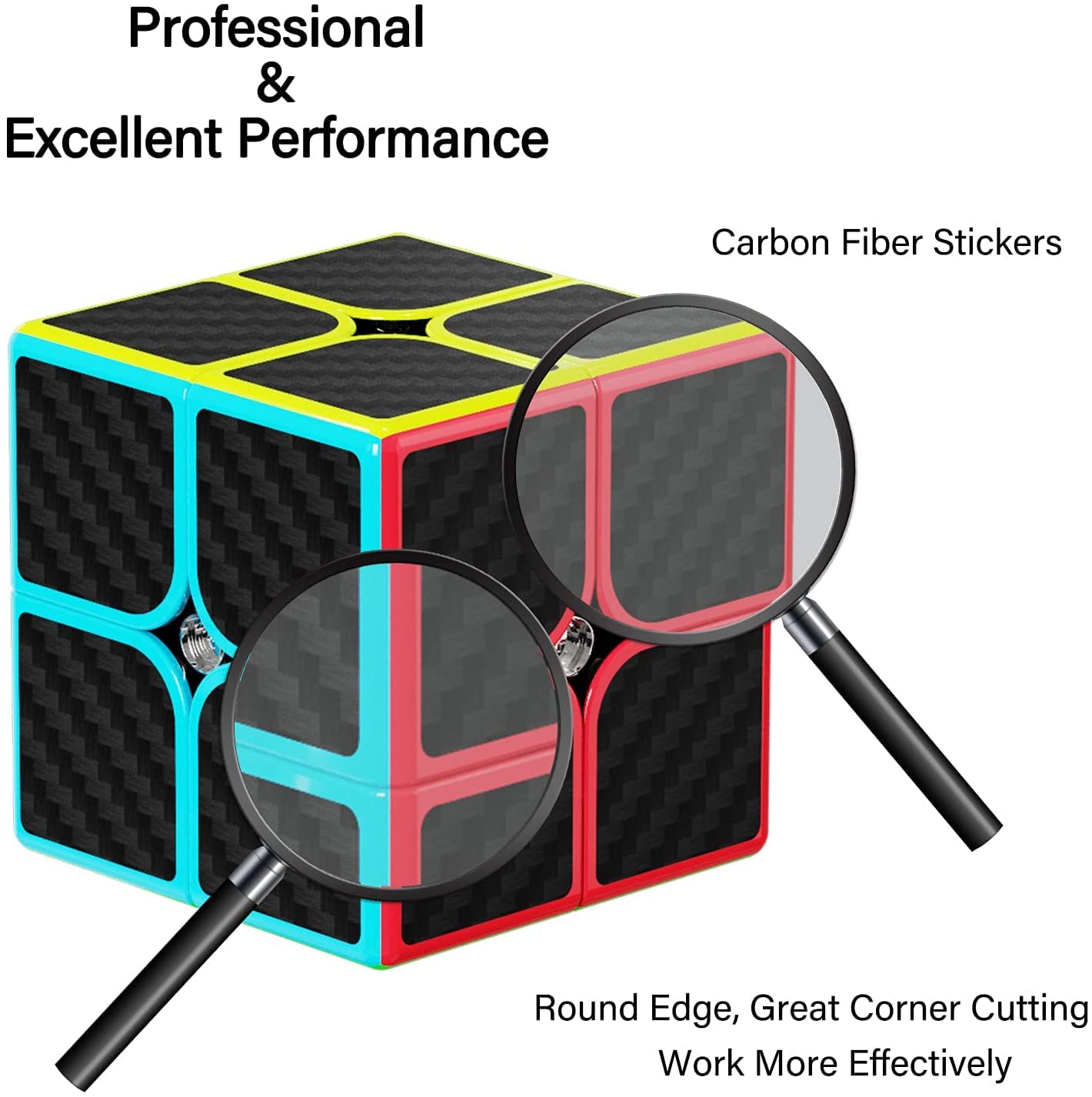 Roxenda 2X2X2 Speed Cube, 2 By 2 Magic Cube Smooth Puzzle Cube 50Mm (Carbon Fiber)