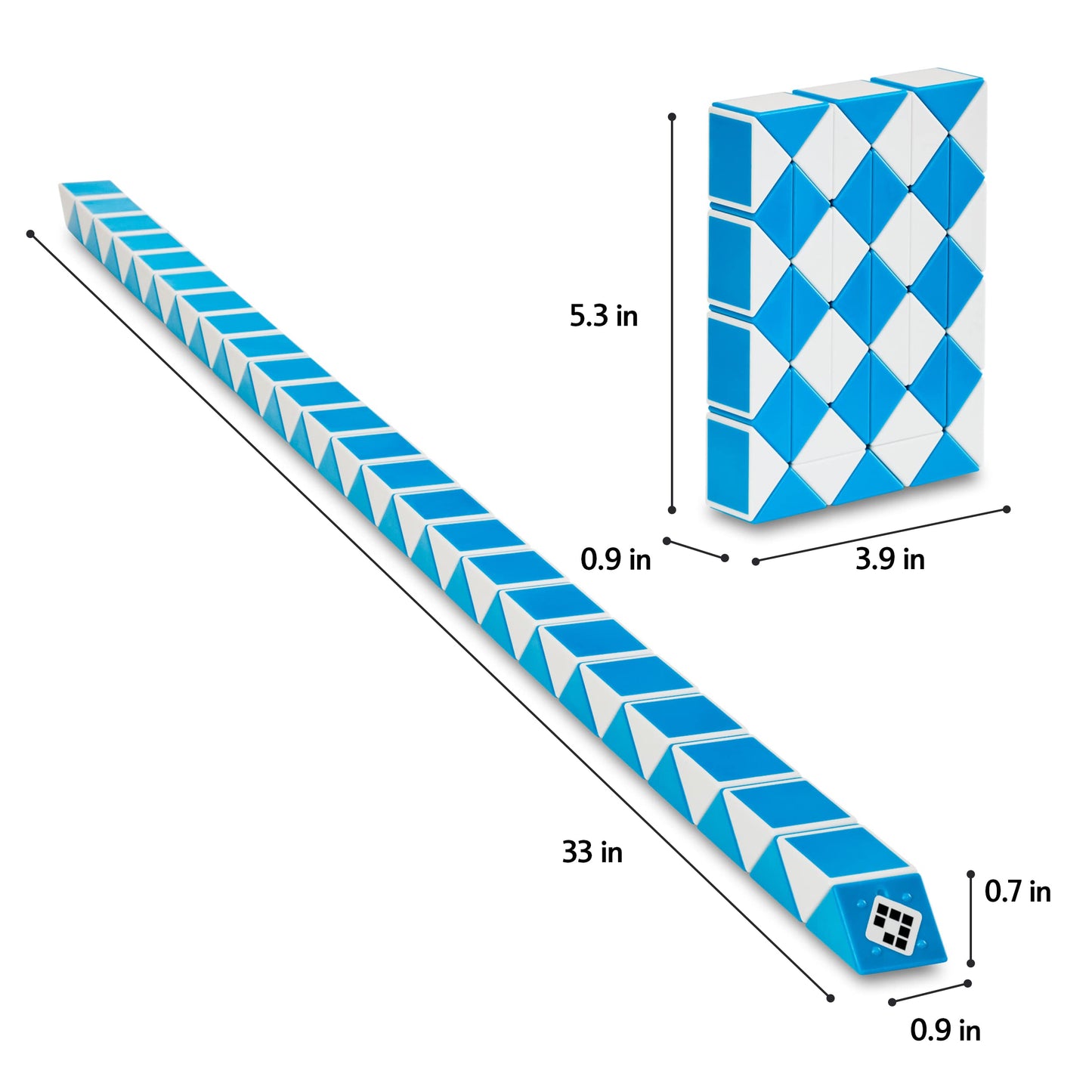 CUBIDI Magic Snake Cube - Fidget Toy for Kids, 48 Blocks, Blue, ABS Material, Great Gift for Ages 4-8, Birthday & Christmas