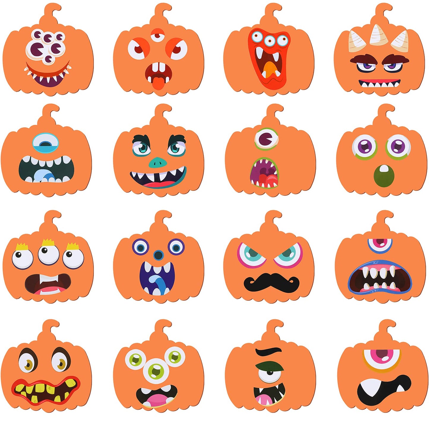 32 Pieces Halloween Foam Pumpkin Craft Kit And Pumpkin Foam Stickers Self Adhesive Halloween Stickers For Kid'S Halloween Party Crafts Decorations (Funny Style)