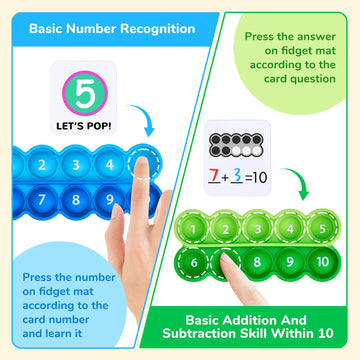 Joycat Ten-Frame Pop Fidget Toys-Math Manipulative For Elementary-8 Ten Frames And 20 Task Cards Math Counting Games With Popper