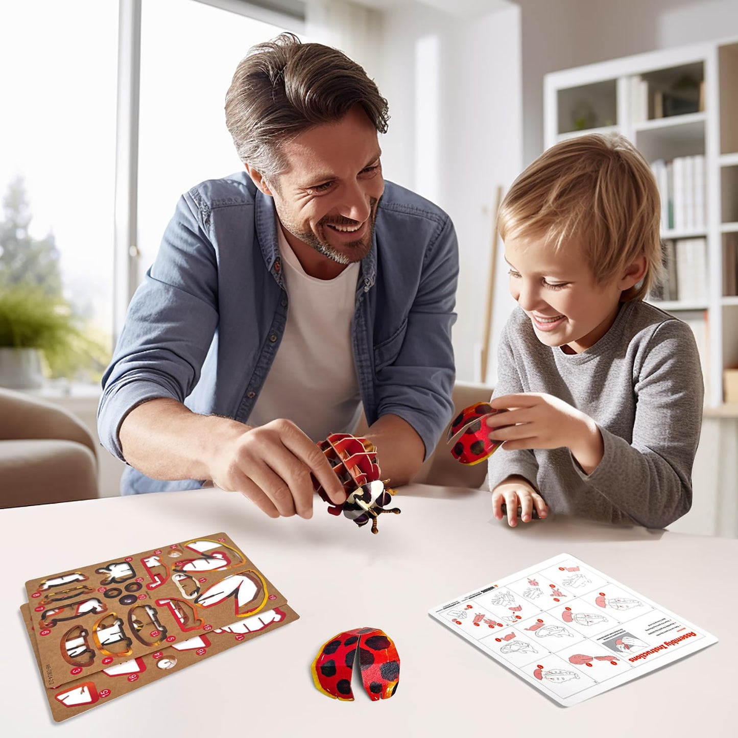 Makebug Early Educational Toys And Games, Eco-Friendly Stem Activities And 3D Paper Puzzles For Autistic Kids-Ladybug (Ages 7 An
