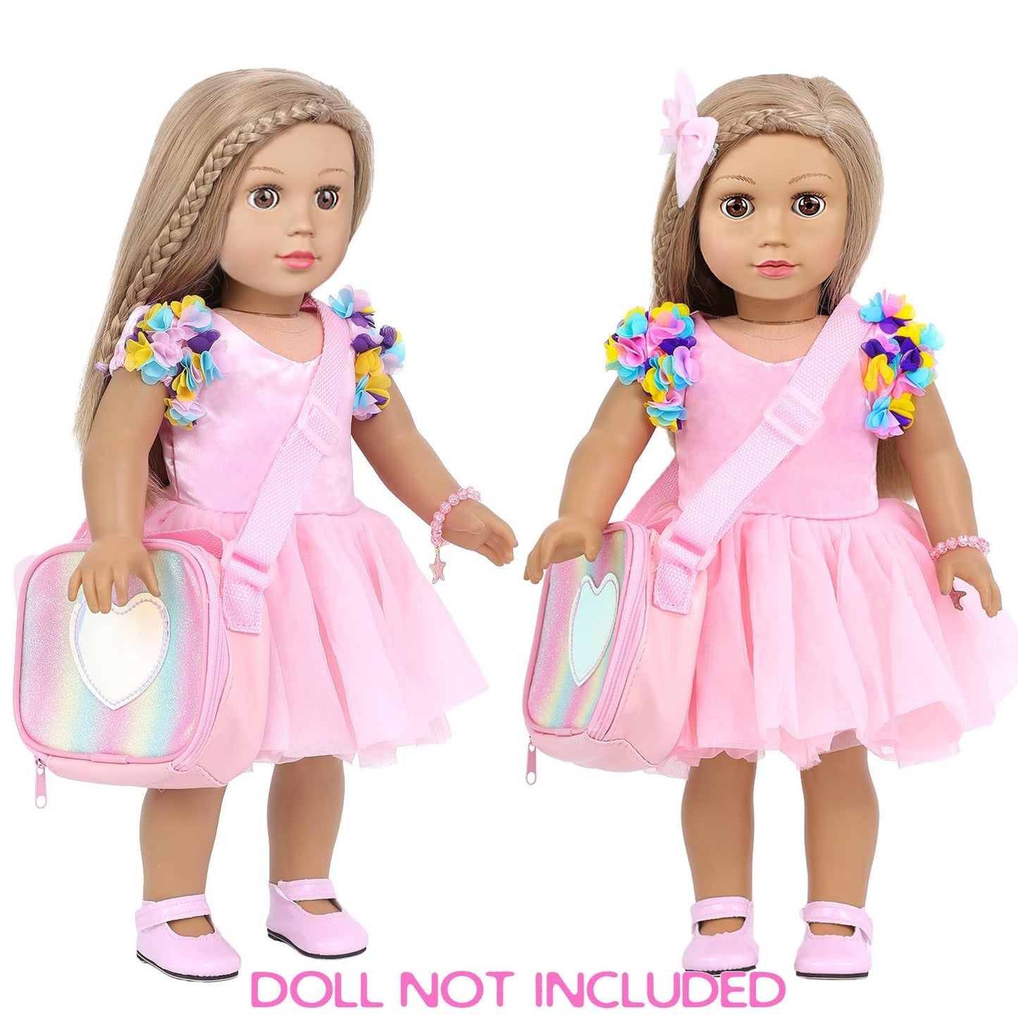 American 18 Inch Doll Clothes And Accessories Makeup Playset Fit 18 Inch Doll Including Fashion Skirt, Bag, Eye Shadow Plate, Lipstick, Comb Mirror, Pair Of Hairpins, Makeup Brushes, Bracelet