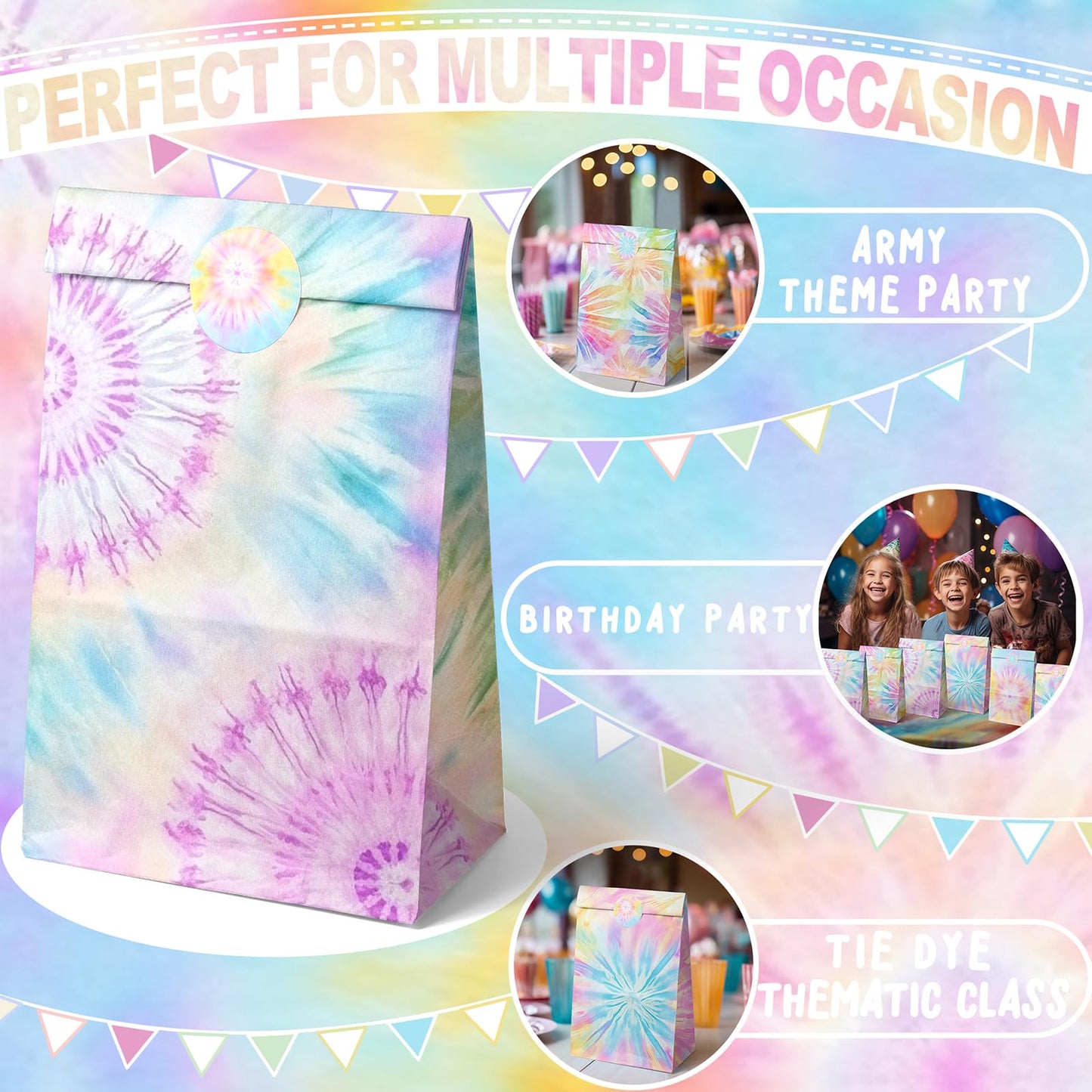 Outego Tie Dye Party Favor Bags Tie Dye Goodie Bags Tie Dye Party Favors For Kids Tie Dye Birthday Party Supplies