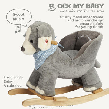 Rocking Horse Puppy, Baby Animal Rocker, Rocking Horse With Seat, Ride On Horse, Plush Rocking Horse With Sweet Music, Wooden Ro