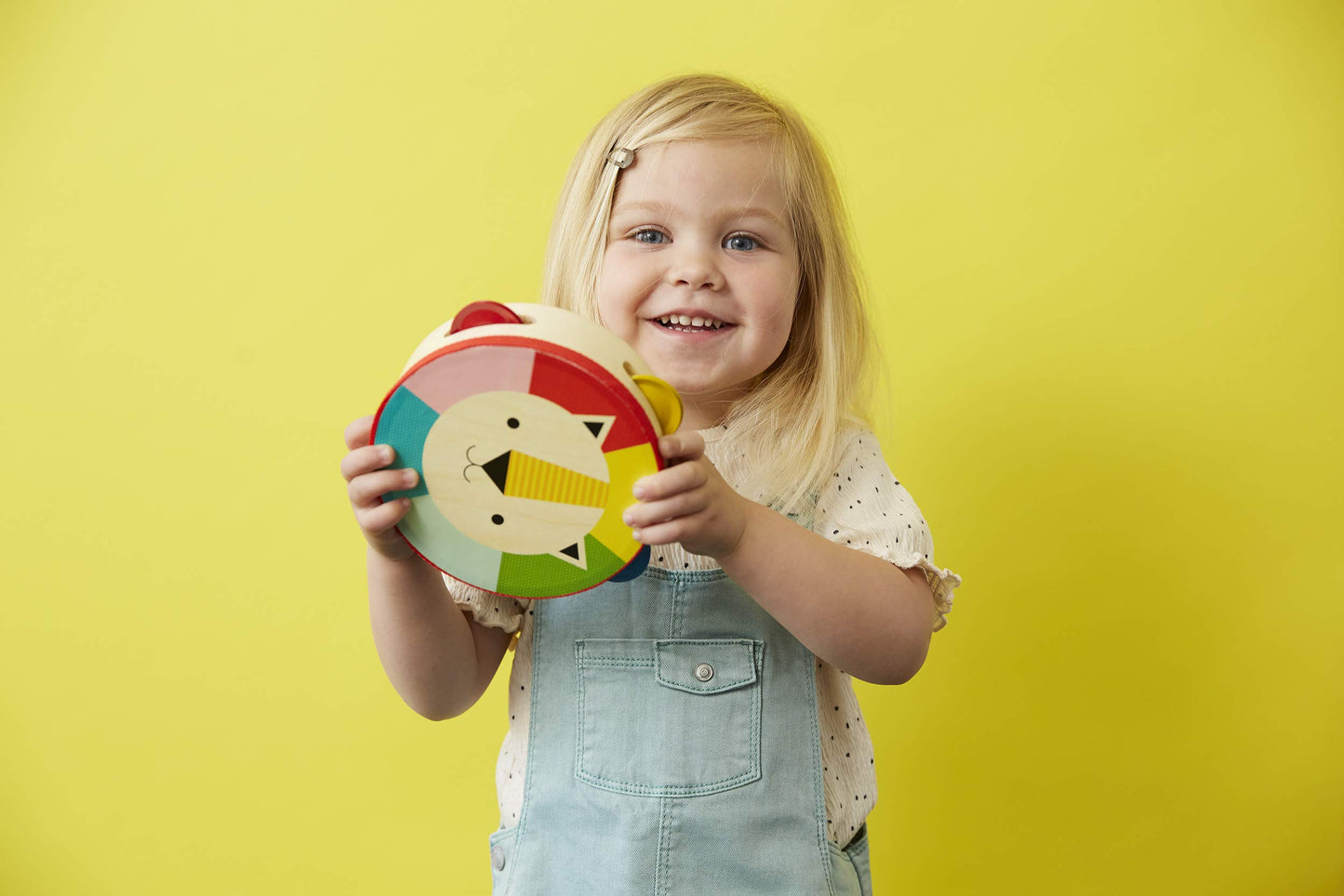 Petit Collage Kaleidoscope Lion Wooden Tambourine For Kids – Toy Musical Instrument For Ages 18+ Months – Activity Toy Made With Safe Materials – Makes A Great Gift Idea