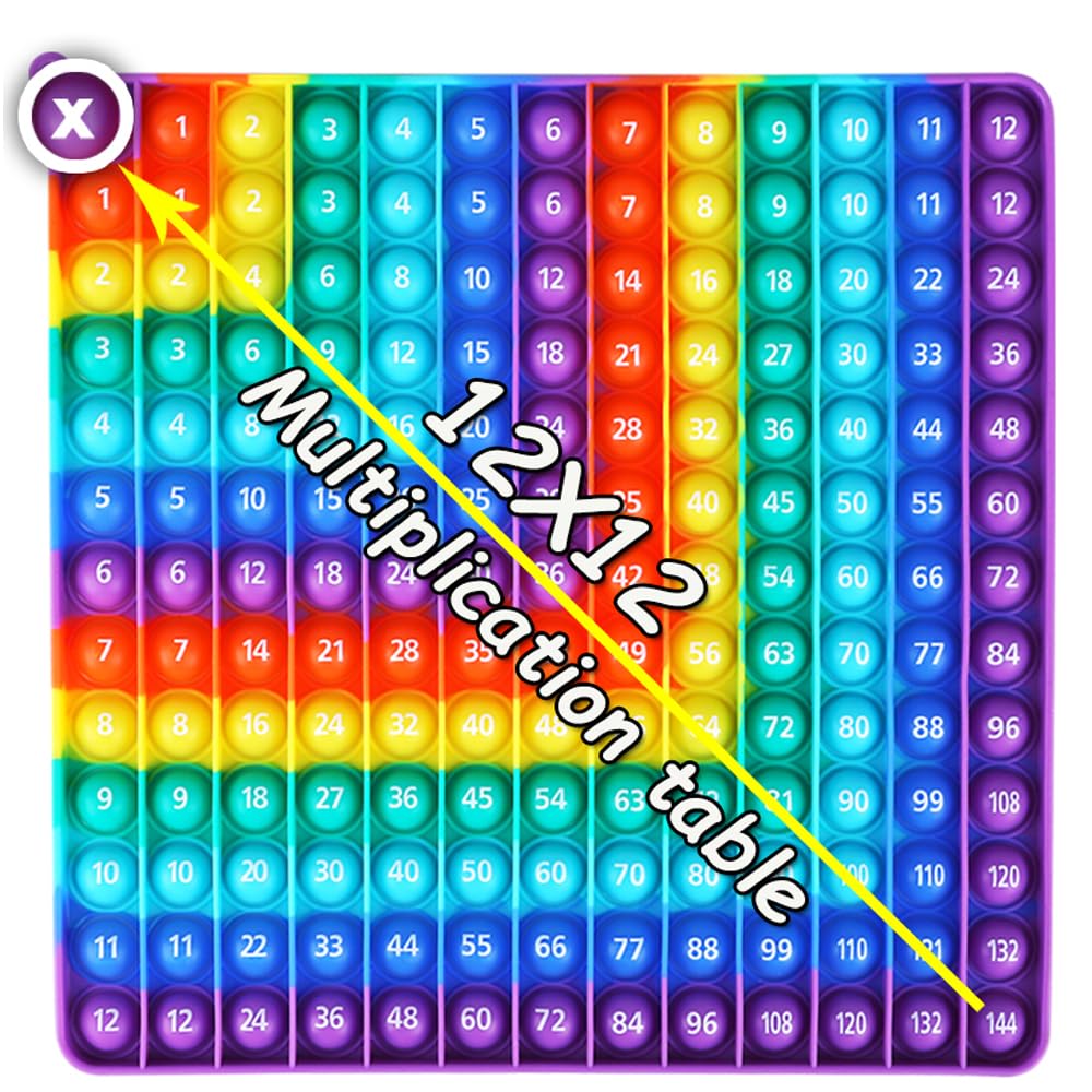 Tddtla 12X12 Multiplication Table Digital P0Pp Math Toy, Rainbow Dimple Fingertip Toy, Multiplication Table Math Game (12X12 Right Angle Multiplication Table)