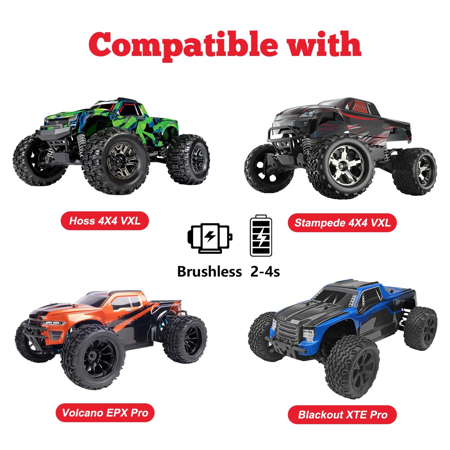 Hobbypark 4pcs Height 4.92'' (125mm) 12mm Hex RC Truck Wheels and Tires Set for Traxxas Redcat 1/10 Scale RC Truck Monster fit 2