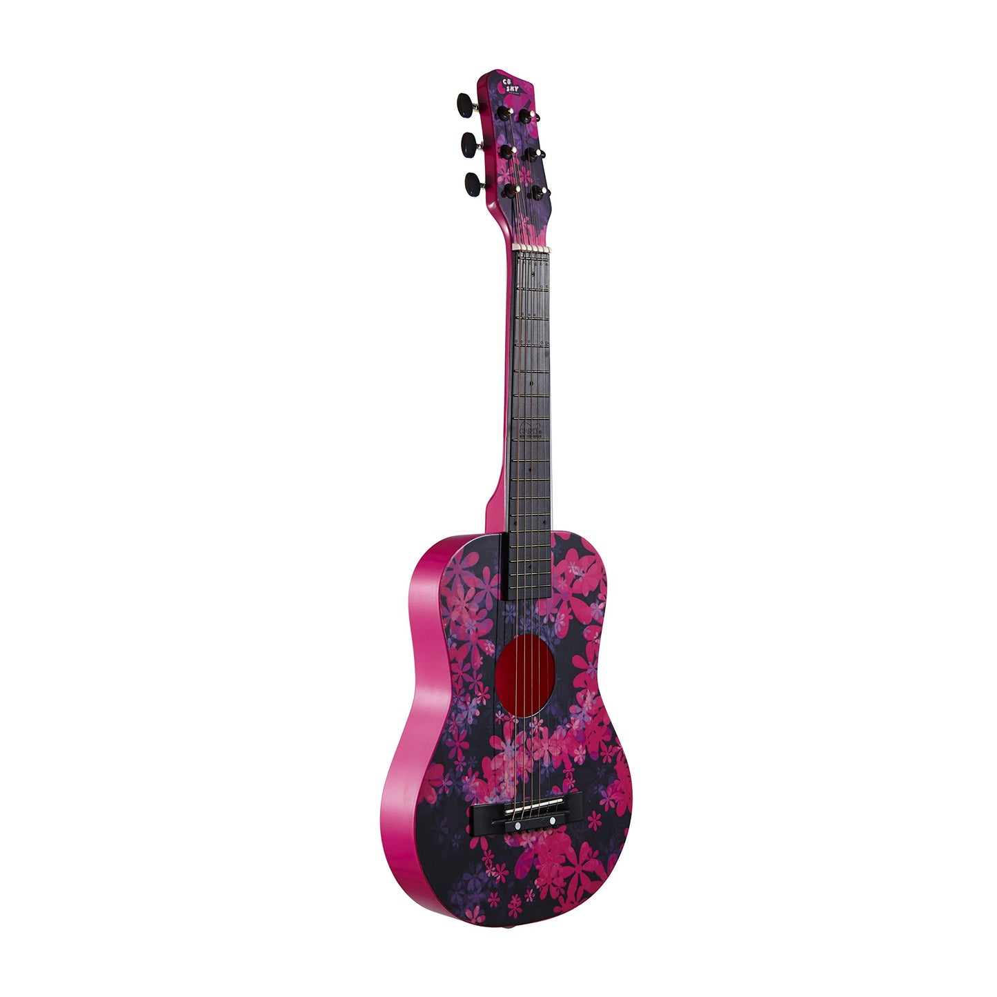 Cb Sky 30 Floral Print Acoustic Metal Strings Guitar/Girls Gift/Kids Musical Toys/Musical Instrument (Purplish Red)
