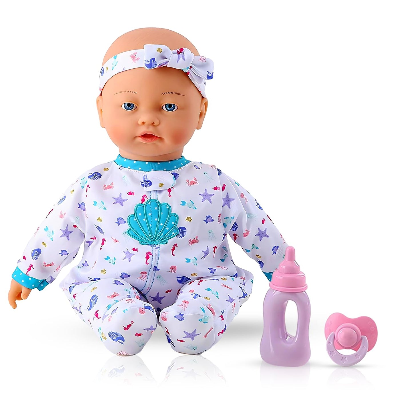 Kookamunga Kids 16 Inch Interactive Baby Doll - Realistic Baby Doll W/ Expressions - Touch Activated Features And Sounds - Lifelike Moving Chest, Breathes, Cries, Suckles & Giggles W/ Toy Baby Bottle