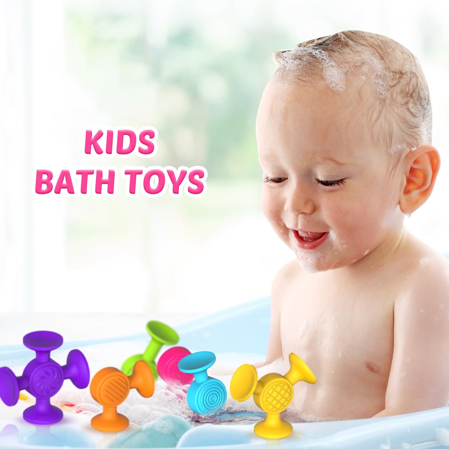 Toddlers Suction Cup Bath Toys: 12 Pcs Sensory Suction Bath Toys For Toddler, Kids Suction Fidget Toys Suction Cup Toys For Windows Travel Gifts