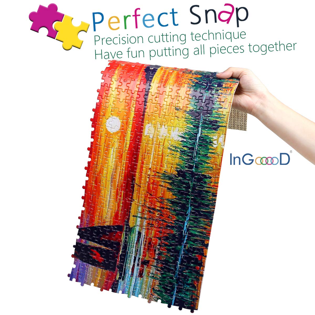 Ingooood- Jigsaw Puzzles 1000 Pieces For Adult- Tranquil Series-Sunrise Sailing Boat_Ig-0459 Entertainment Wooden Puzzles Toys
