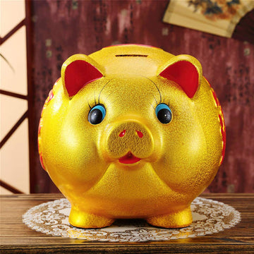 6'' Gold Pig Lucky Porcelain Fortune Pig Joosup Money Box Piggy Bank
