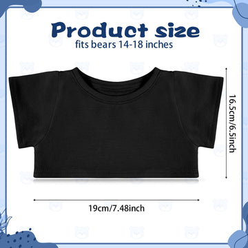 Roundfunny Bear Tee Shirt Fit 14-18Inch Bear Clothes Stuffed Animal Clothes Shirt Basic Stuffed Bears Dolls Shirt, Black