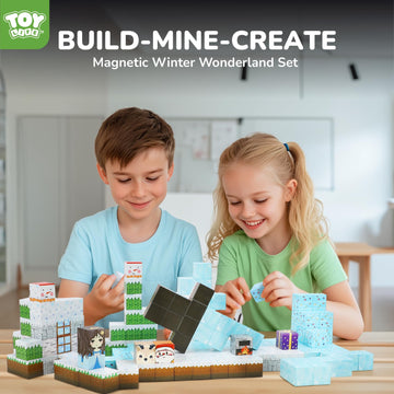 Toy Life Magnetic Blocks, 154 Pcs Mine Magnet Block Set Build Frozen Princess Castle World For Kids Age 3+ Year Old Boys Girls,