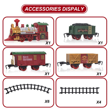 PUSITI Classic Christmas Train Set with Lights and Sounds Railway Tracks Sets Battery Operated Train Toy Models with 11.5 Ft Tra