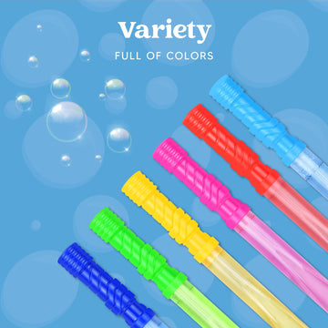 JOYIN Big Bubble Wands for Kids - 1 Dozen Multicolor Plastic Bubble Wands with Refill Solution - Perfect for Parties, Easter, Birthdays