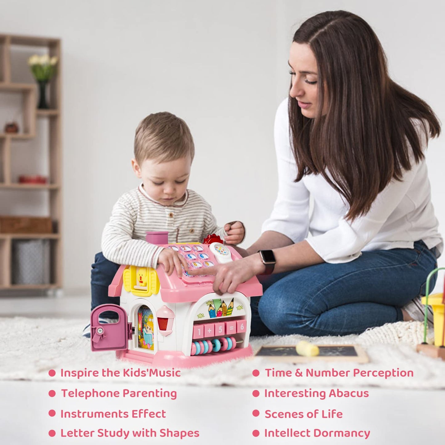 Marstone Toys For 1+ Year Old Girl Gifts, First Birthday Gifts For Girls, 8-In-1 Montessori Toddler Toys House With Learning And
