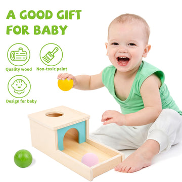 Adena Montessori Object Permanence Box With Tray Three Balls Montessori Toys For 6-12 Months Baby 1 Year Old Infant Toddler (Sma