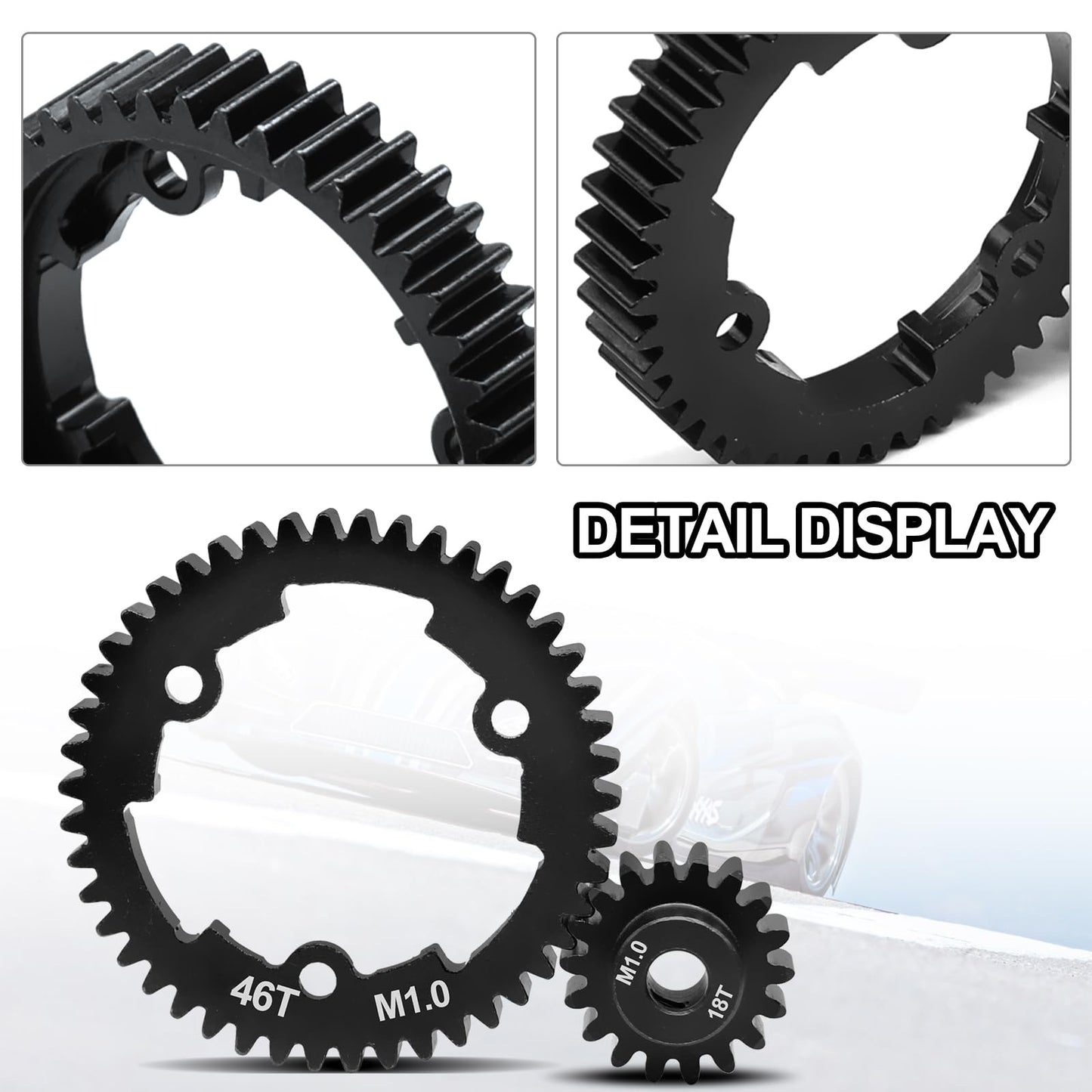 Ogrc 46T 1 Mod Hardened Steel Spur Gear With 18T Motor Pinion Gear For Traxxas 1/5 X-Maxx 1/7 Xo-1 1/10 Maxx/E-Revo 2.0 Vxl Repl