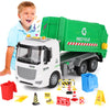 Mscredse 11.8'' Garbage Truck Toy With Dumping Function, Friction Powered Trash Truck Toy, Sound And Lights For Age 3-7 Years Ol
